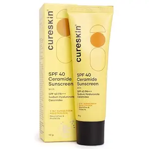 Cureskin SPF 40 Ceramide Sunscreen with Hyaluronic Acid & Ceramides | 2-in-1 Sunscreen Moisturizer, Broad Spectrum, SPF 40 & PA+++, 1.76 Ounce (Pack of 1)