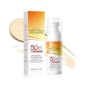 Tinted Sunscreen for Face, Hydrating Lightweight Mineral Sunscreen SPF 50+ PA+++, Non-Greasy Refreshing Tinted Moisturizer for All Skin Types, Water Resistant Travel Size Face Sunscreen, 2.11 fl oz