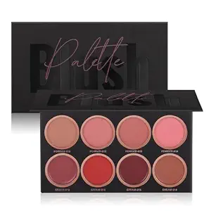 8 Colors Blush Palette, 4 Powder + 4 Cream Blush, Contour and Highlight Blush Palette, Natural Nude Makeup Brighten Skin Tone Portable Makeup Blush, Professional Facial Makeup Blush