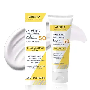 Daily Facial Moisturizing Lotion with SPF 50, Hyaluronic Acid, Niacinamide & Ceramides, Oil-Free Face Moisturizer for Normal to Oily Skin, Lightweight Non-Greasy Hydration, 1.7 fl oz