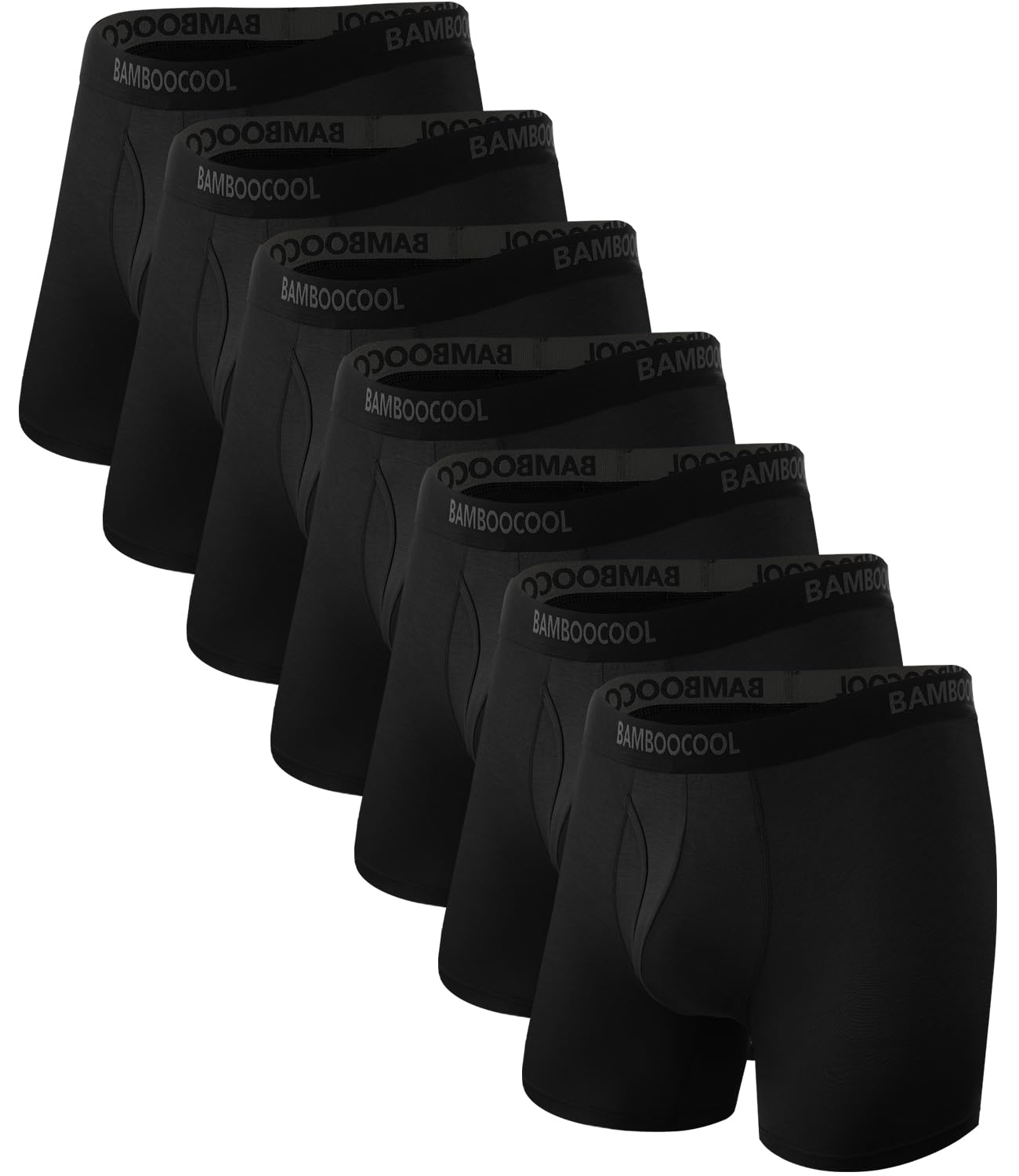 BAMBOO COOL Men's Underwear Breathable Boxer Briefs with Fly Moisture-Wicking Lightweight Underwear 7-Pack