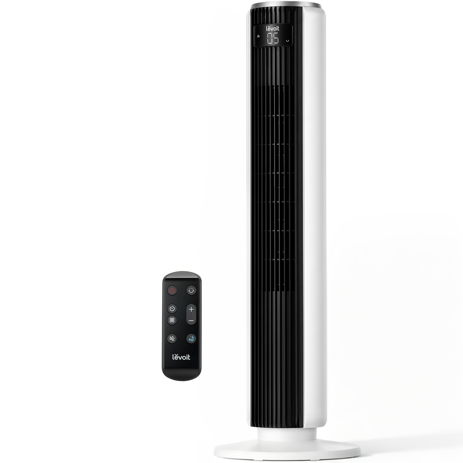 LEVOIT Tower Fan for Bedroom, 90° Oscillating Standing Fan with 28dB Quiet for Sleep, 25ft/s Velocity, 12H Timer, 5 Speeds 4 Modes, Remoter, Bladeless Room Fan for Home, Office, Indoor, 36 inch, White