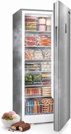 14 Cu.Ft Upright Freezer, Single Door Stand Up Freezer with Adjustable Shelves, Mechanical Temperature Control, Freestanding Deep Freezer for Garage, Kitchen, Home Use