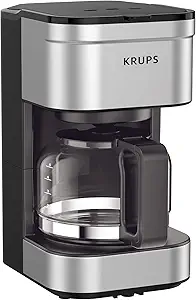 KRUPS Simply Brew Compact 5 Cup Coffee Maker: Stainless Steel Design, Pause & Brew, Keep Warm, Reusable Filter, Drip-Free Carafe