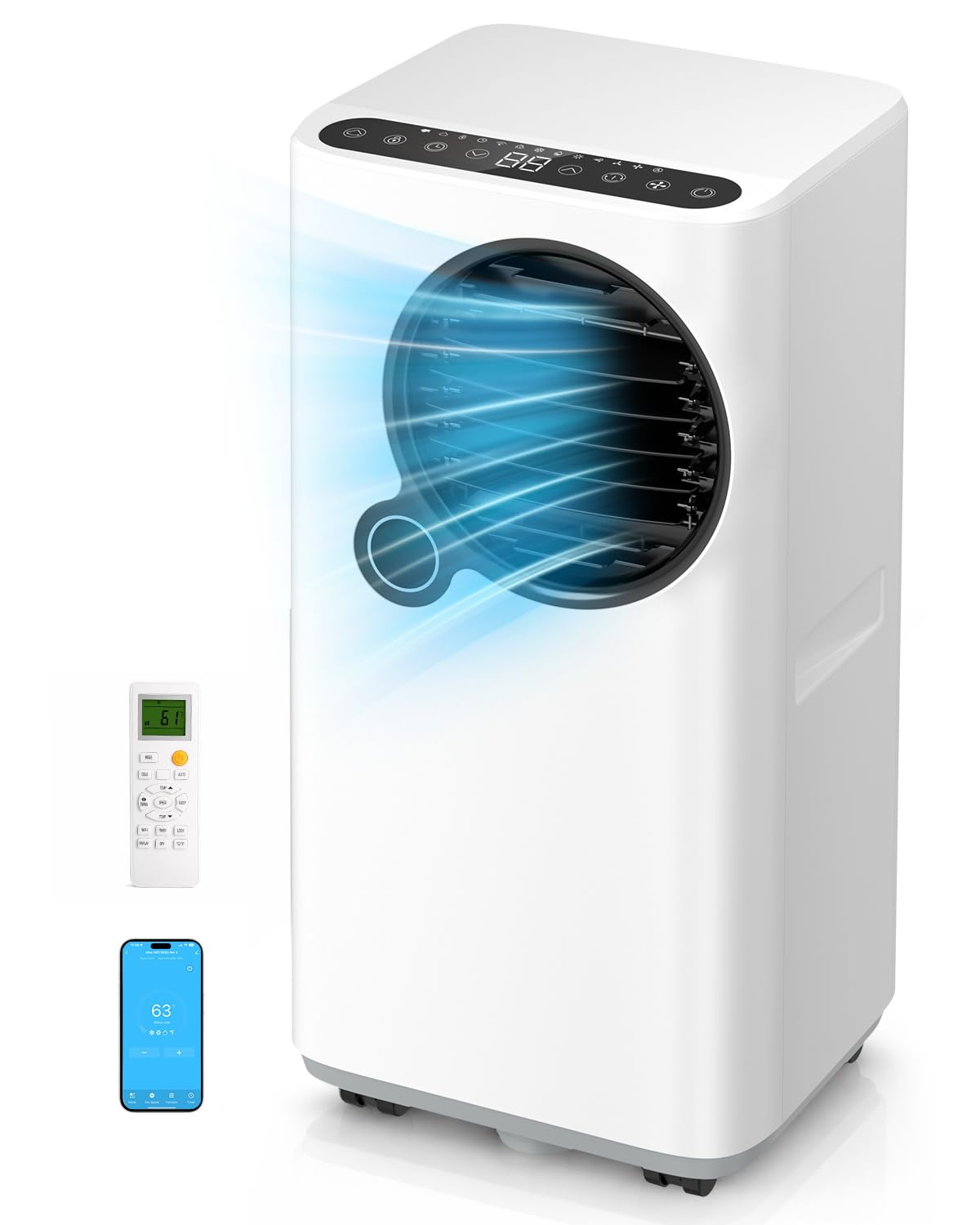 Portable Air Conditioner 16000 BTU with WiFi App Control, 6-in-1 Cooling Unit, Sleep Mode, 24H Timer, Child Lock, Suitable for Rooms up to 750 Sq. Ft.