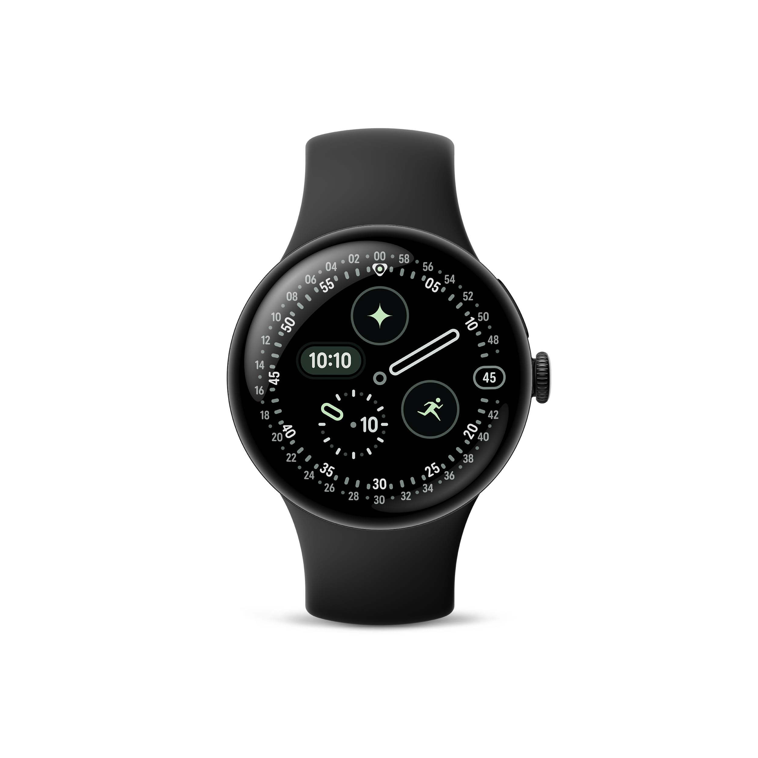 Google Pixel Watch 4 (45mm) - Android Smartwatch with Heart Rate and Sleep Tracking - 40-Hour Battery - Fitness Tracking - Google AI - Matte Black Aluminum Case - Obsidian Active Band - Wi-Fi