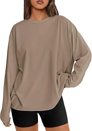 Trendy Queen Womens Oversized Long Sleeve Shirts Fall Tops 2026 Basic Tee Casual Workout Y2K Clothes