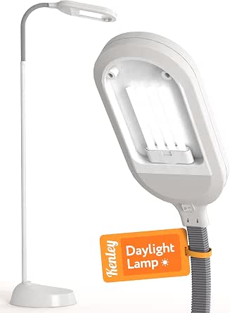 Kenley Natural Daylight Floor Lamp - Craft Light Floor Standing for Reading, Crafting, Sewing - Adjustable Gooseneck - Task Lamps for Living Room, Bedroom, Office