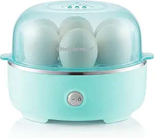 Elite Gourmet EGC115M Easy Egg Cooker Electric 7-Egg Capacity, Soft, Medium, Hard-Boiled Egg Cooker with Auto Shut-Off, Measuring Cup Included, BPA Free, Retro Mint