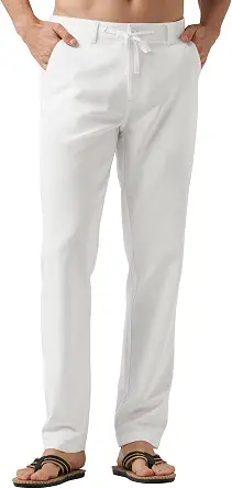 Willit Men's Linen Pants Casual Linen Dress Pants Drawstring Beach Summer Lightweight Trousers 29" 30" 32"