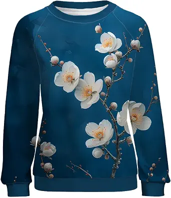 MARSVOVO Long Sleeve Fall Blouses for Women Dressy Casual Floral Graphic Tees Shirts Loose Tunic Pullover Sweatshirts