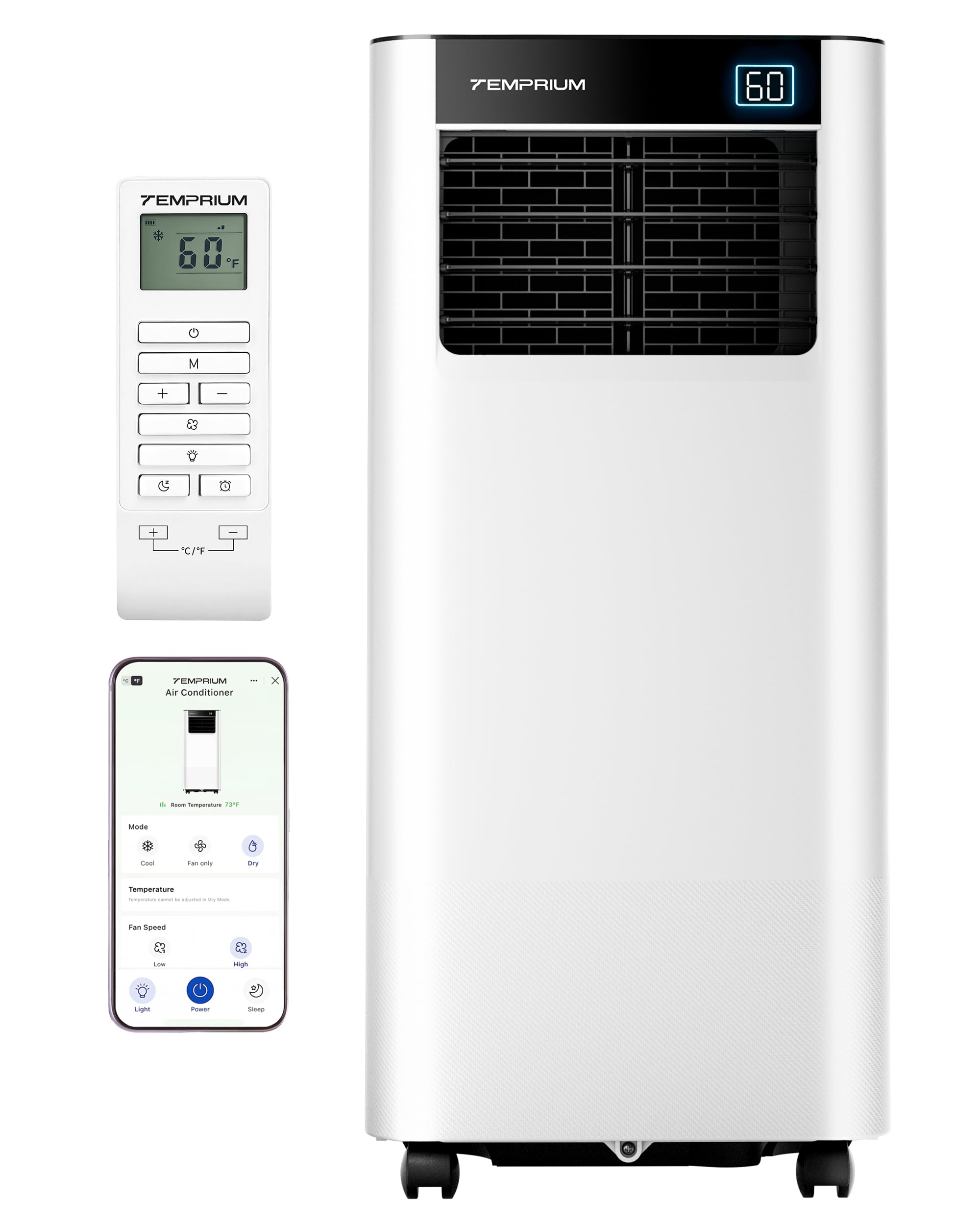 Temprium 8000 BTU Portable Air Conditioner Cools up to 350 Sq.Ft., Smart Portable AC Unit with App/Voice/Remote Control, 4-in-1 Quiet AC Unit with Cool, Dry, Fan, Sleep Modes, 24H Timer, Window Kits