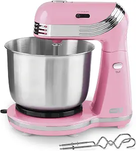 Dash Everyday Stand Mixer - Compact Tilt-Head Stand Mixer for Everyday Recipes - 6-Speed Power with Stainless Steel Bowl - Pink, 3-Quart
