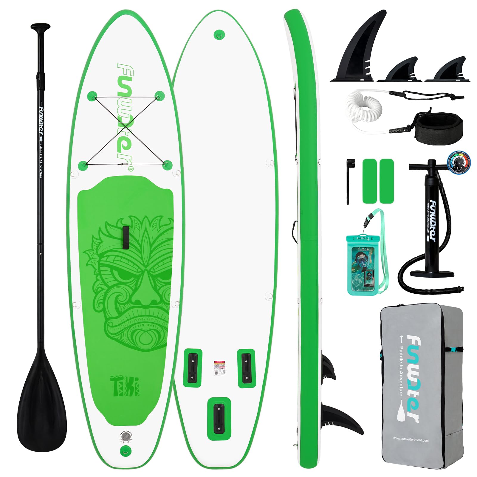 FunWater 8'/10'/10'6"/11'6" Inflatable Stand Up Paddle Board with Premium SUP Paddleboard Accessories, Wide Stable Anti-Slip EVA Deck,Paddle Boards for Adults & Youth of All Skill Levels