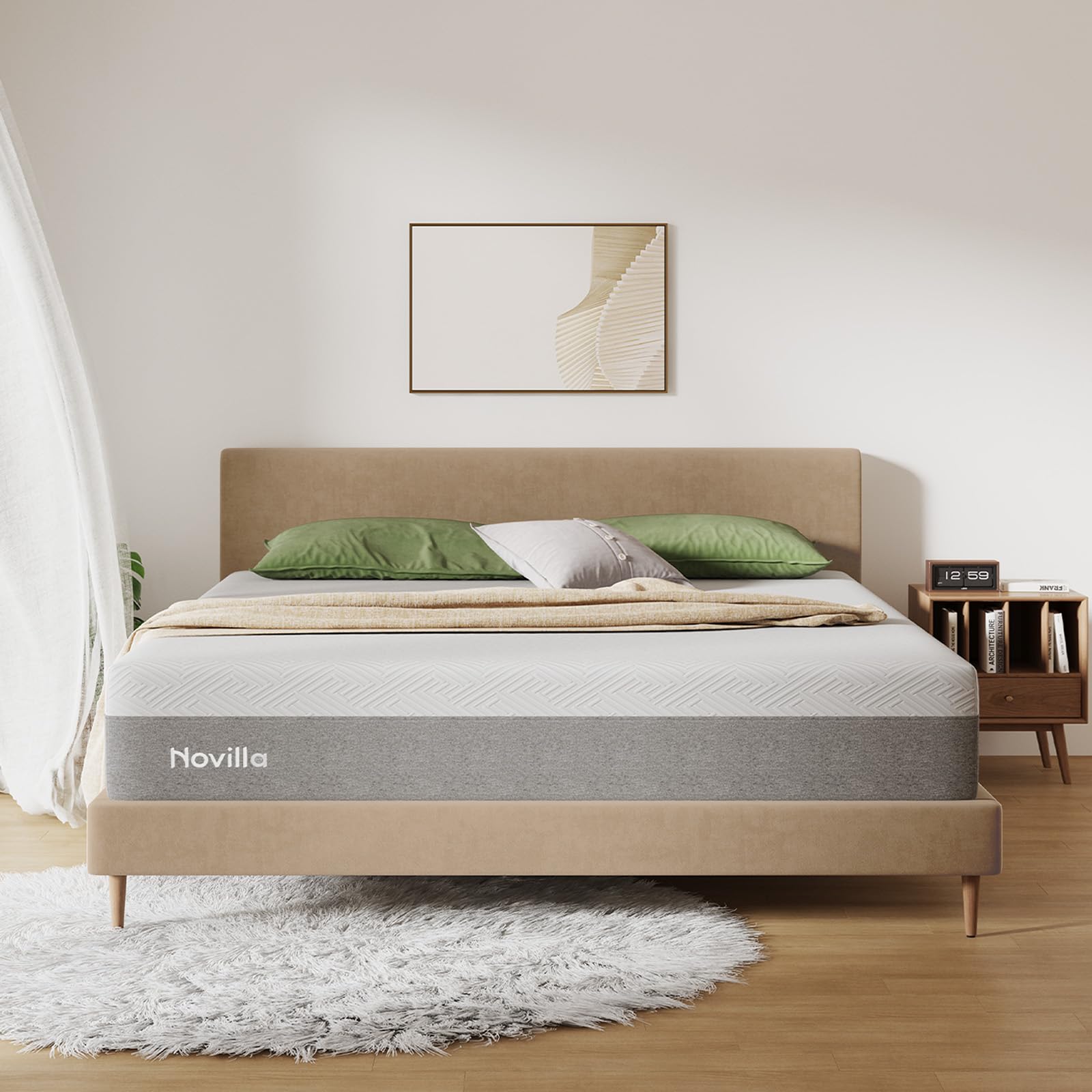 Novilla Bliss King Size Mattress, 12 Inch Gel Memory Foam King Mattress in a Box for Cool Night Sleep & Pressure Relief, Support Foam for Spine Alignment & Motion Isolating, Medium Plush Feel