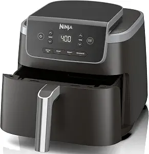 Ninja Air Fryer with Air Crisp | 5 QT Capacity fits up to 4lbs of Fries | 4-in-1 Pro Air Fry, Roast, Reheat, Dehydrate | 400°F Max Temp | 1750 Watts | W/Nonstick Basket & Crisper Plate | Grey | AF141