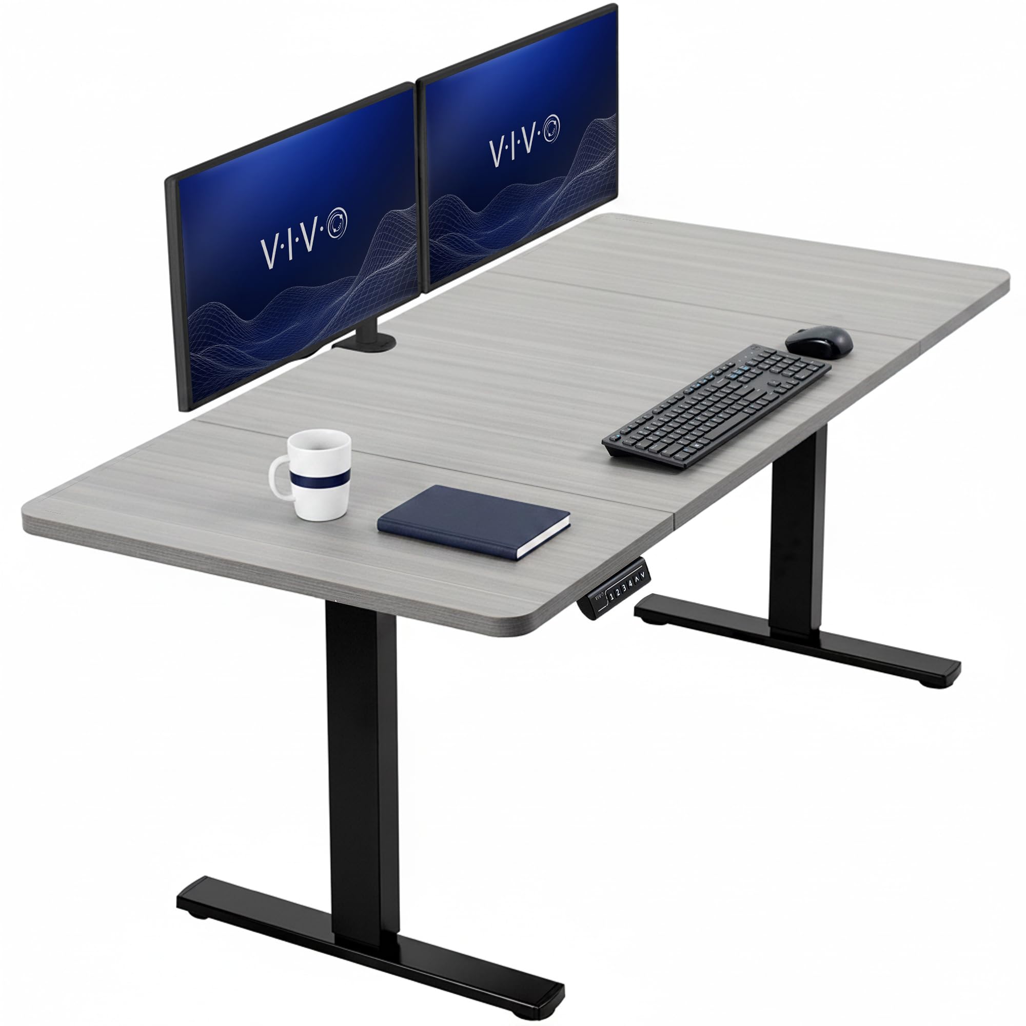 VIVO Electric 60 x 30 in Standing Desk, Memory Height Adjustment, 1B Series, Holds 220 lbs, Dark Gray Top Black Frame, DESK-KIT-1B6G-30