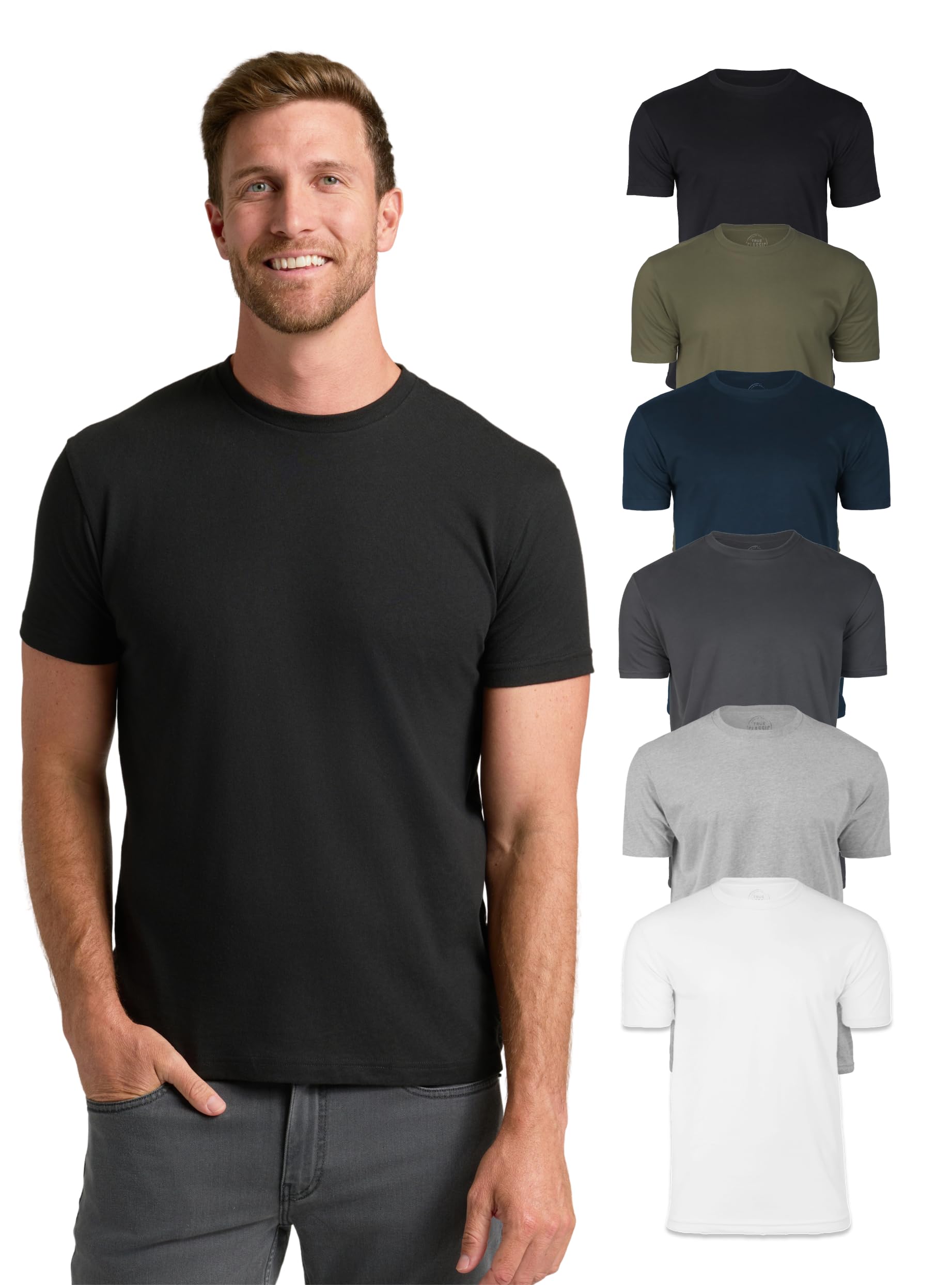 True Classic Mens T-Shirts – Short Sleeve Crew Neck T Shirts for Man, Cotton Blend Plain Novelty Men's T-Shirts