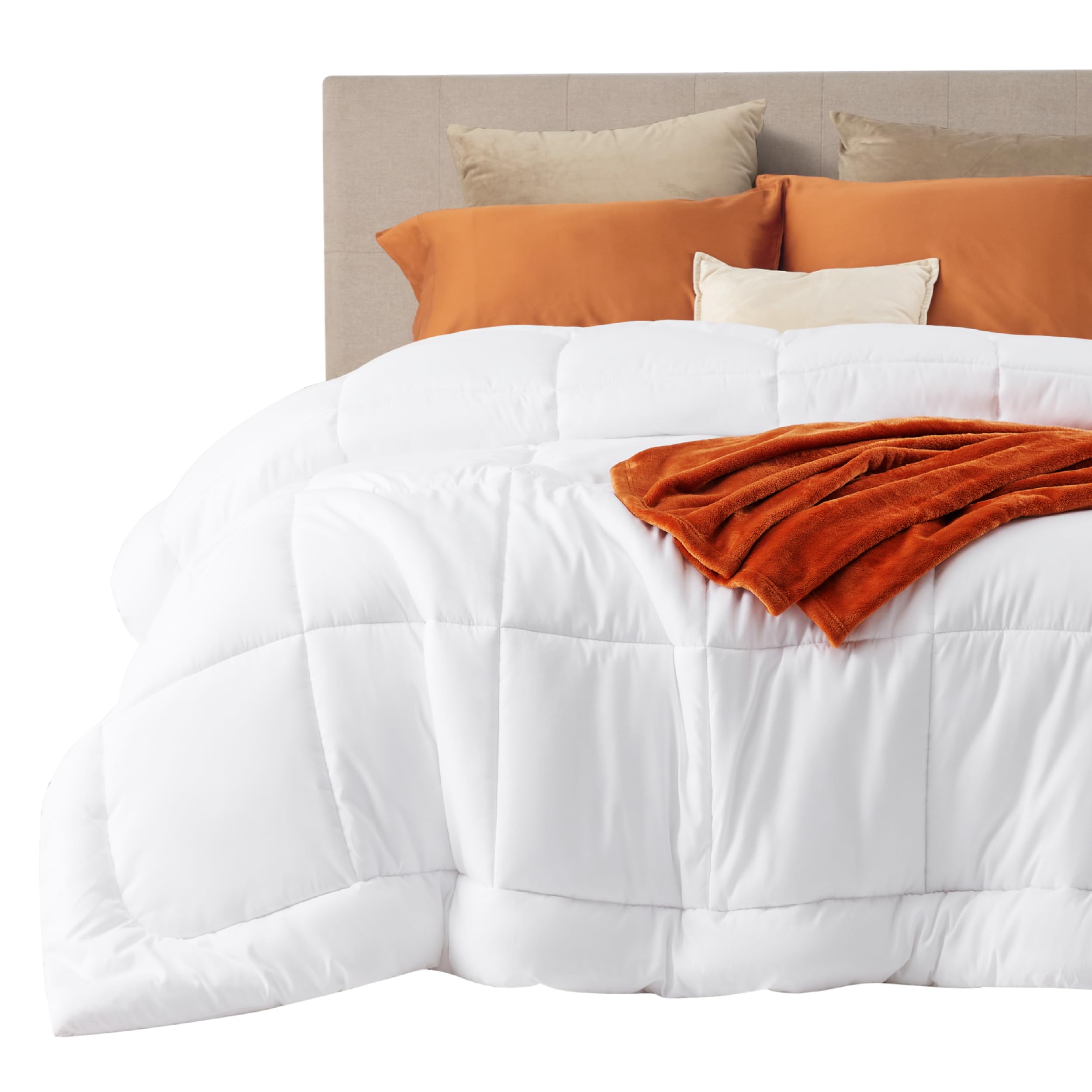 Bedsure Comforter Duvet Insert - Quilted Comforters King Size, All Season Duvet, GentleSoft Down Alternative Bedding Blanket, with 8 Tabs, Gifts for Women/Men, White, King 90 x 102 Inches