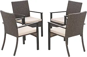 Sophia & William Patio Chairs Set of 4, 4 Pcs Lightweight Rattan Outdoor Dining Chairs, All-Weather Wicker Dining Chairs with Comfortable Seating