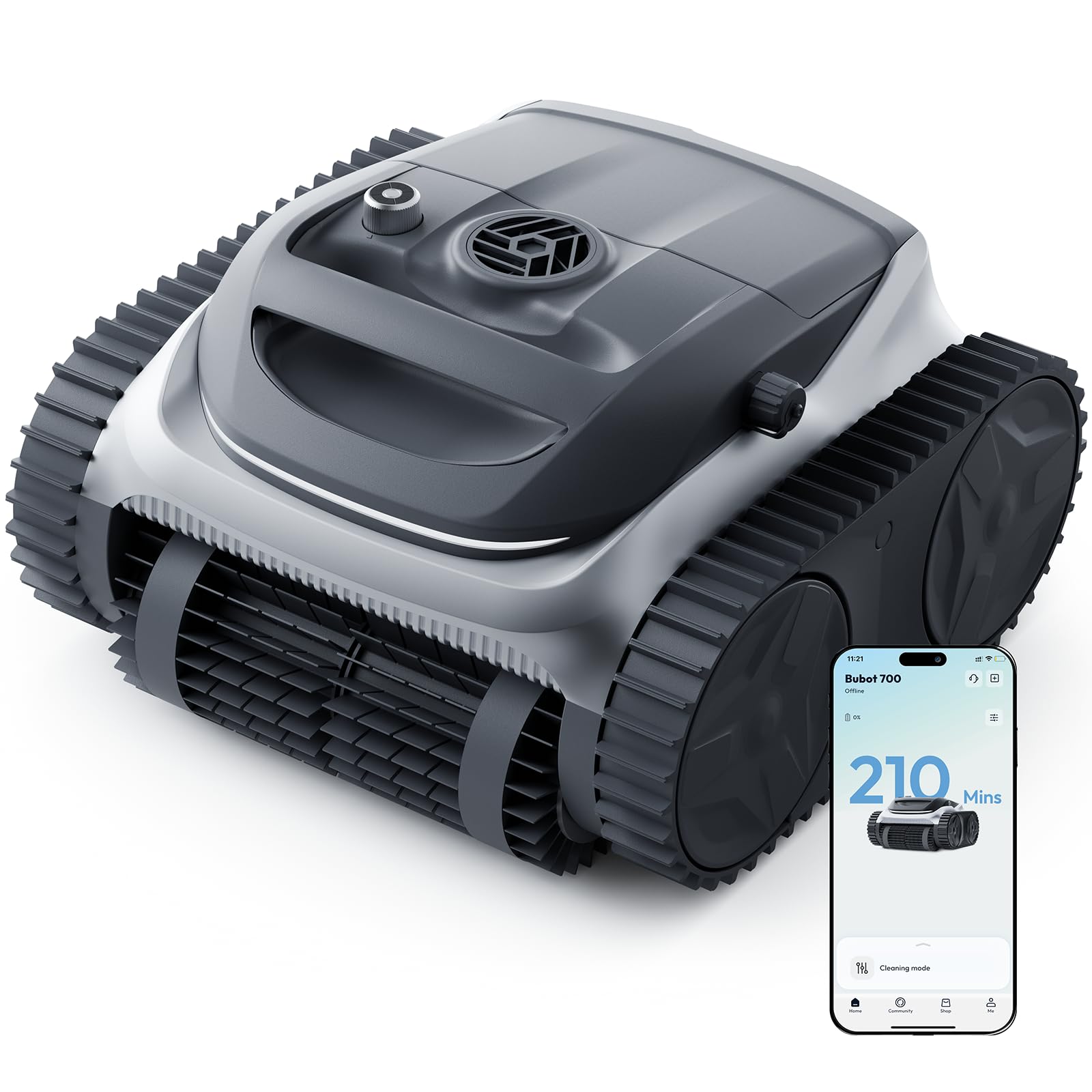 (2026 New) Bubot 700 Cordless Roboitc Pool Cleaner, Pool Vacuum with 210-Min Rumtime, Superior Suction, Triple Motors, Floor/Wall/Waterline Cleaning, for Inground & Above-Ground Pools, Light Grey