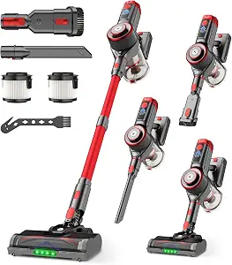 Cordless Vacuum Cleaner, 650W 55KPa Powerful Stick Vacuum, 70-Min Runtime, Self-Standing, Anti-Tangle Brush, OLED Display, Vacuum for Carpet, Hardwood Floors & Pet Hair