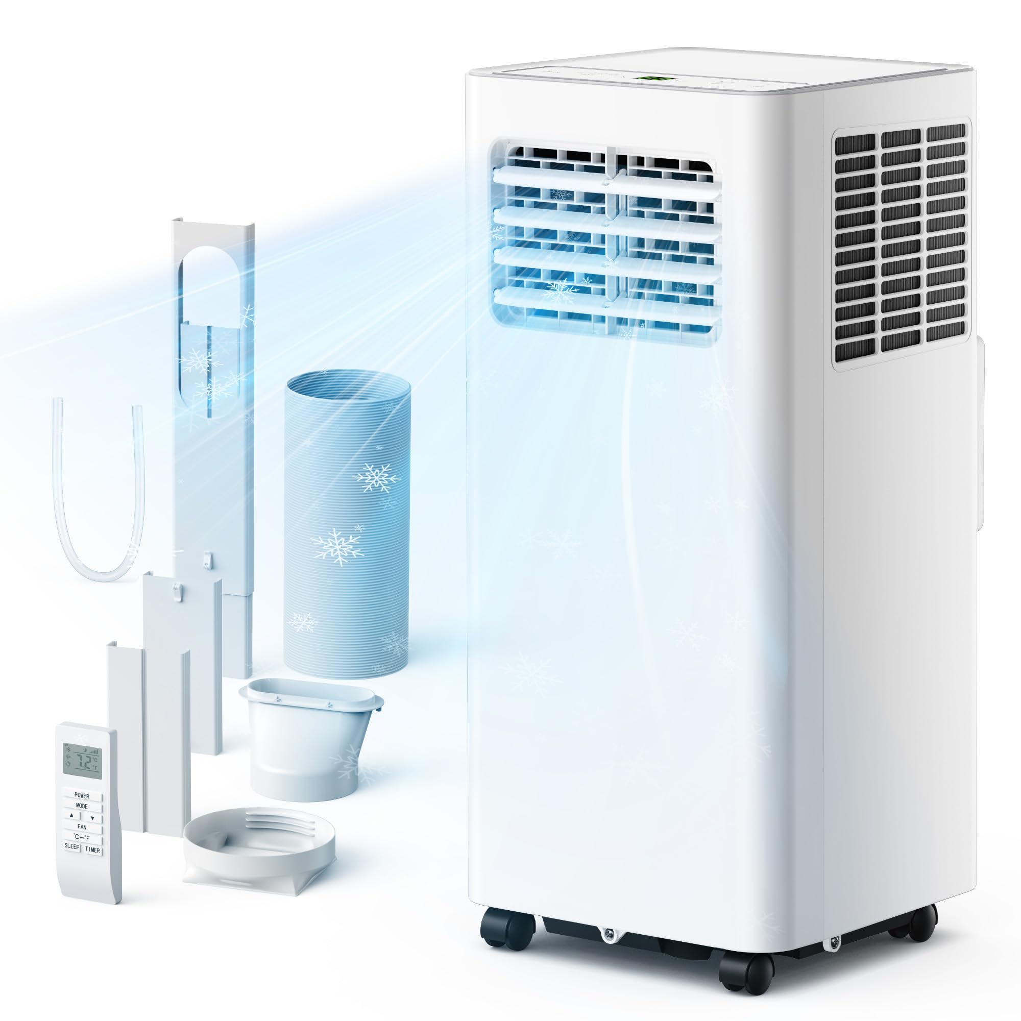 EUHOMY 8,000 BTU Portable Air Conditioners, 4-in-1 Air Conditioner Portable Up to 350 Sq.Ft., Portable AC Unit with Cool, Fan, Dehumidifier, Sleep, 24H Timer, Remote & Installation Kit, for Bedroom