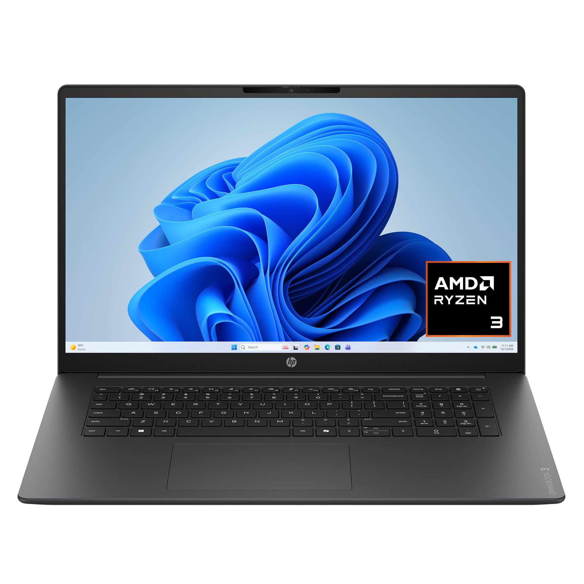 HP OmniBook 3 17.3 inch Laptop PC, FHD Display, AMD Ryzen 3 30, 8 GB RAM, 512 GB SSD, AMD Radeon 610M Graphics, Windows 11 Home, Mica Silver, 17-dp0199nr