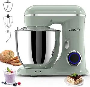 CEBORY 3-IN-1 Electric Stand Mixer, 6.5QT Bowl 660W 10-Speed Kitchen Mixer, Household Food Mixers include Dough Hook, Beater and Whisk, Bread Cake Mixer for Baking and Most Home Cooks, Green