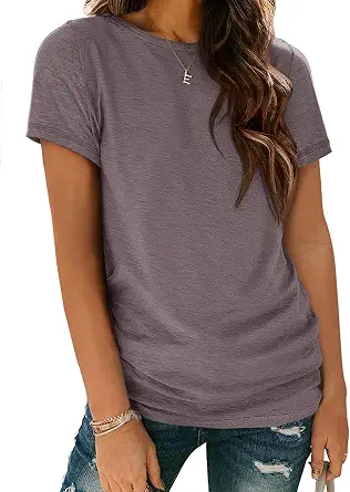 ATHMILE Womens Soft Basic T Shirt Summer Tops Short Sleeve Crewneck Tees Casual Teachers Cute Work Outfits Everyday Wear