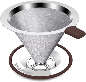 Pour Over Coffee Dripper, Stainless Steel Coffee Filter, Paperless Reusable Coffee Filter, Metal 600 Mesh Strainer Coffee Maker Single Cup Brewer 1-2 Cup