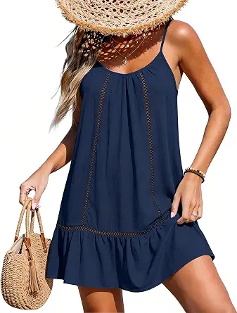SimpleFun Womens Swimsuit Coverup Spaghetti Strap Beach Cover Ups Dress Swimwear Summer Bikini Bathing Suit Cover Up