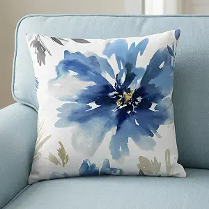 Americanflat 20x20 Throw Pillow with Sewn-in Insert - All-in-One Decorative Pillows - No Cover Needed - Soft and Durable Cushion for Bed or Sofa - Polyester - White and Indigo
