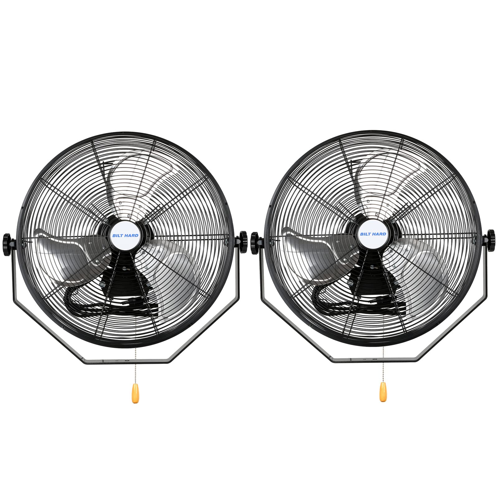 BILT HARD 18 inch Industrial Wall Fan, 4300 CFM, 3-Speeds High Velocity Wall Mount Fan with Sealed Motor, Heavy Duty Metal Barn Fans, 2 Pack