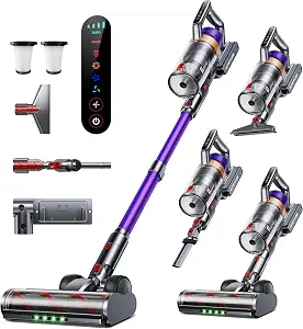 INTETURE Cordless Vacuum Cleaner, 650W 55KPA 70Mins Vacuum Cleaners for Home, Stick Vacuum with Wall Mount Charging, Auto Mode, LED Touchscreen, Handheld Vacuum for Pet Hair/Carpet/Floor