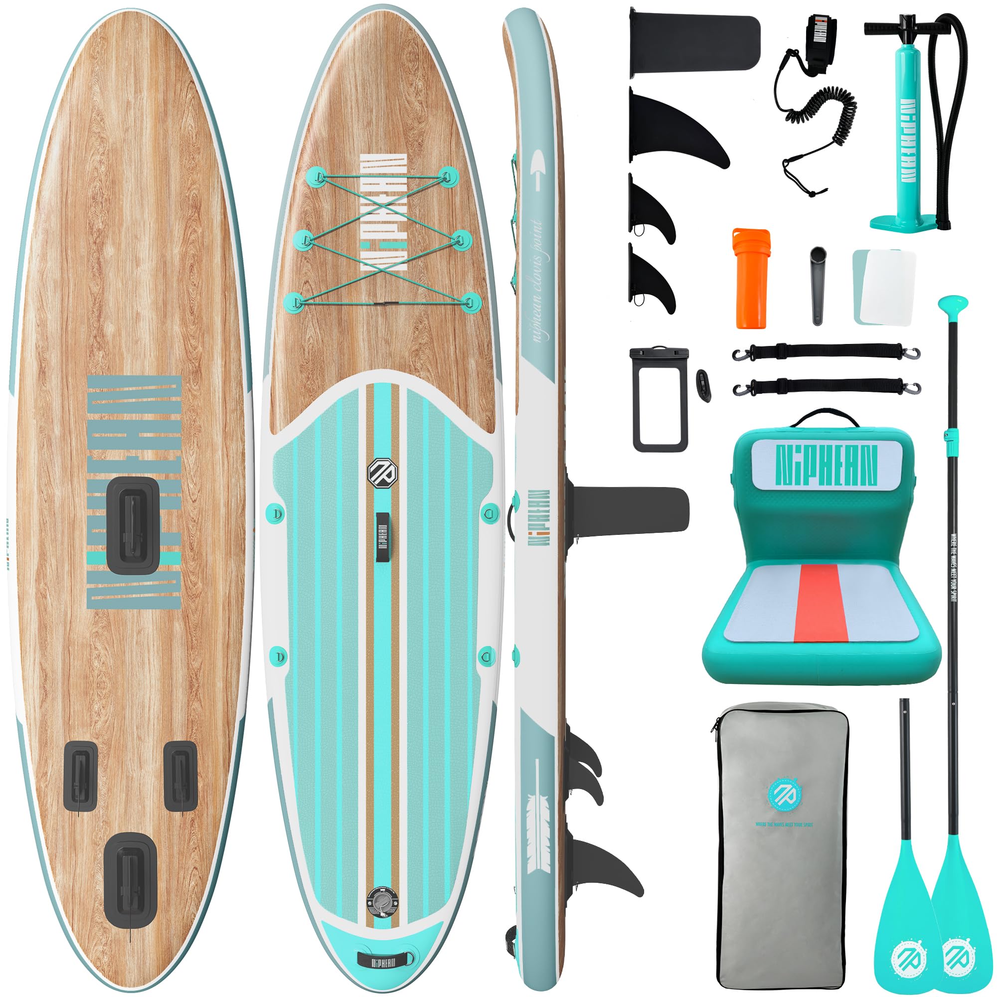Niphean Inflatable Stand Up Paddle Board with SUP Accessories, Anti-Slip EVA Deck, 10’6’’ Inflatable Paddle Boards for Adults & Youth of All Skill Levels