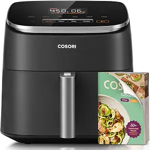 Cosori 9-in-1 TurboBlaze Air Fryer 6 Qt, PFAS-Free Ceramic Coating, 90°–450°F, Precise Heating for Even Results, Air Fry, Roast, Bake, Broil, Dry, Frozen, Proof, Reheat, Keep Warm, 120V, Dark Gray
