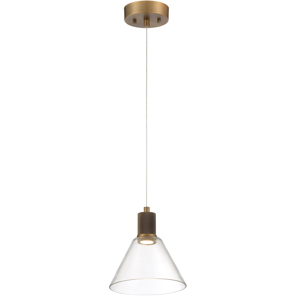 Access 63140LEDD-ABB/CLR Port Nine LED 8 inch Antique Brushed Brass Pendant Ceiling Light in Clear