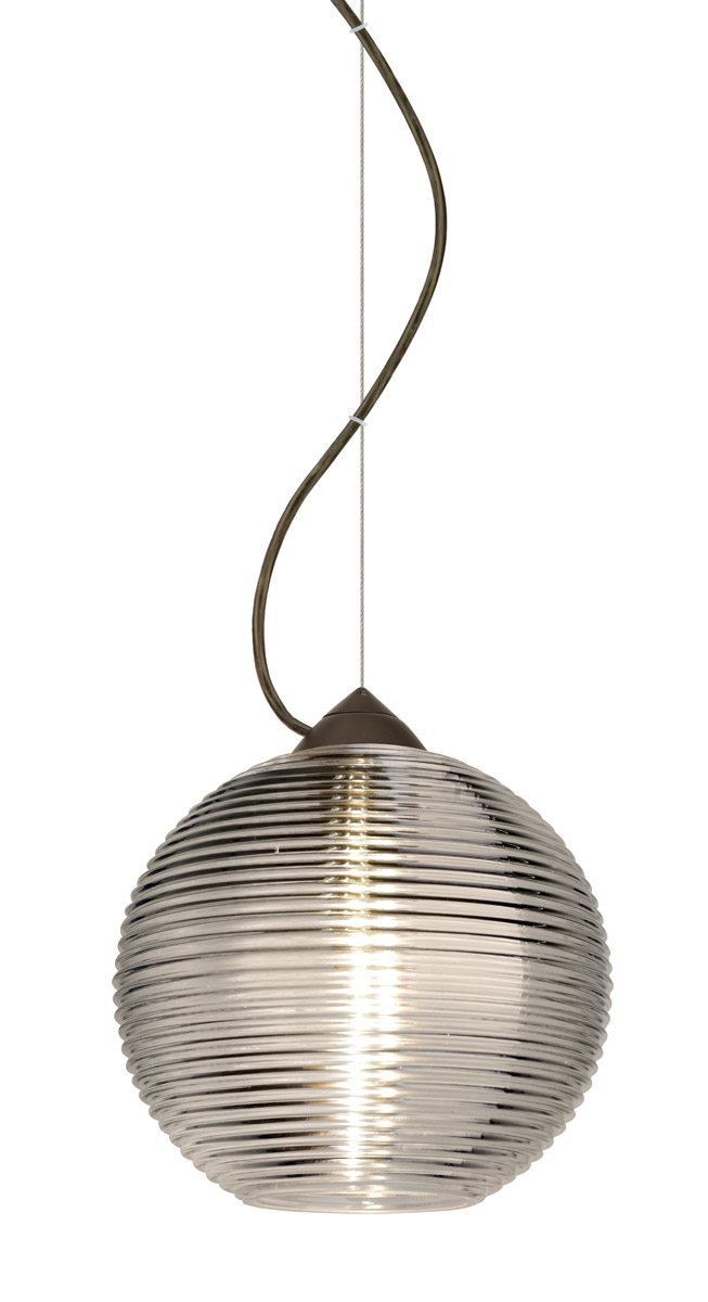 Besa Lighting 1KX-461602-BR Kristall 8 1 Light Bronze Pendant Ceiling Light in Incandescent, Smoke Glass