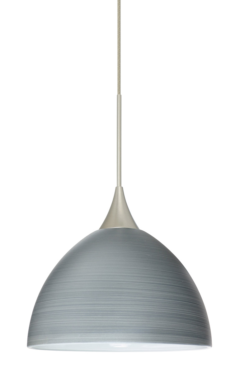 Besa Lighting 1XT-4679TN-LED-SN Brella LED Satin Nickel Pendant Ceiling Light in Titan Glass