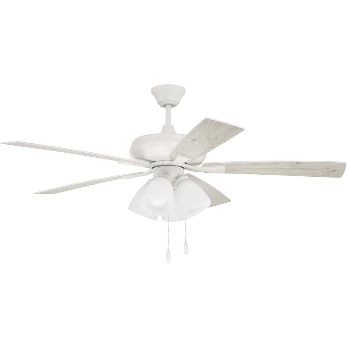 Craftmade ECF114W5-WWOK Eos 52 inch White with White/Washed Oak Blades Ceiling Fan (Blades Included) in White/Whitewashed Oak, Contractor Fan