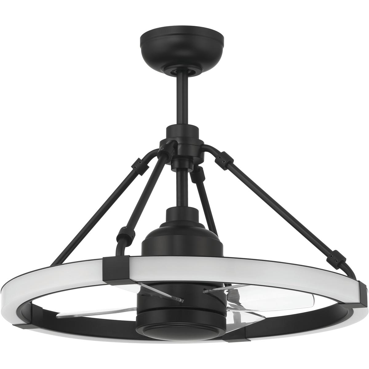 Craftmade LVY24FB4 Levy 19 inch Flat Black with Clear Acrylic/Flat Black Blades Ceiling Fan (Blades Included)