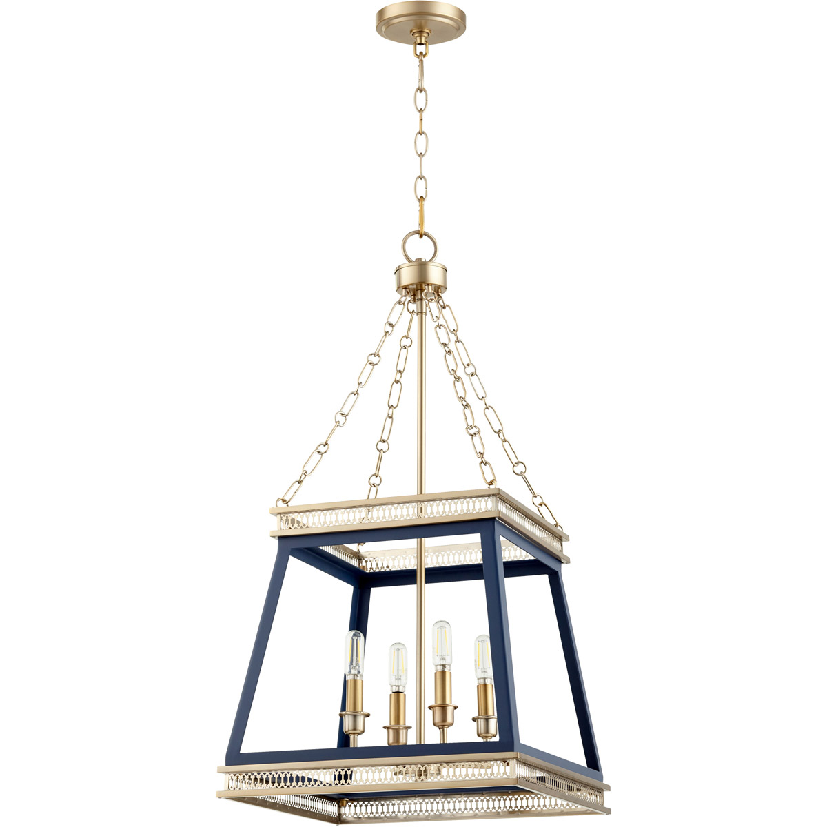 Cyan Design 10904 Gerard 4 Light 15.5 inch Blue And Aged Brass Pendant Ceiling Light