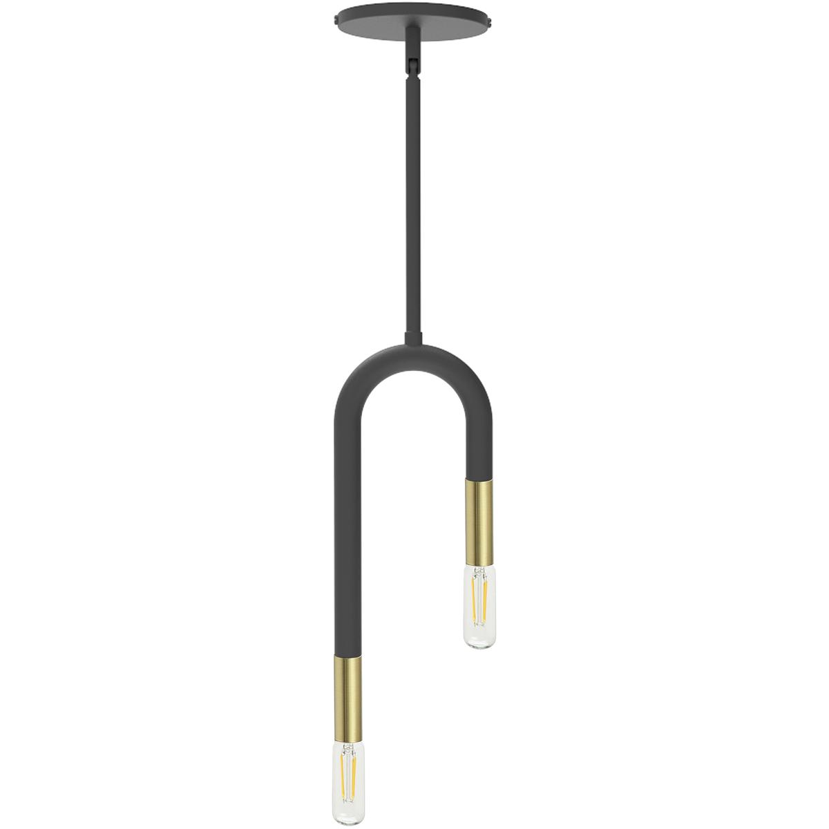 Dainolite WAN-152P-MB-AGB Wand 2 Light 5 inch Matte Black with Aged Brass Pendant Ceiling Light in Matte Black and Aged Brass