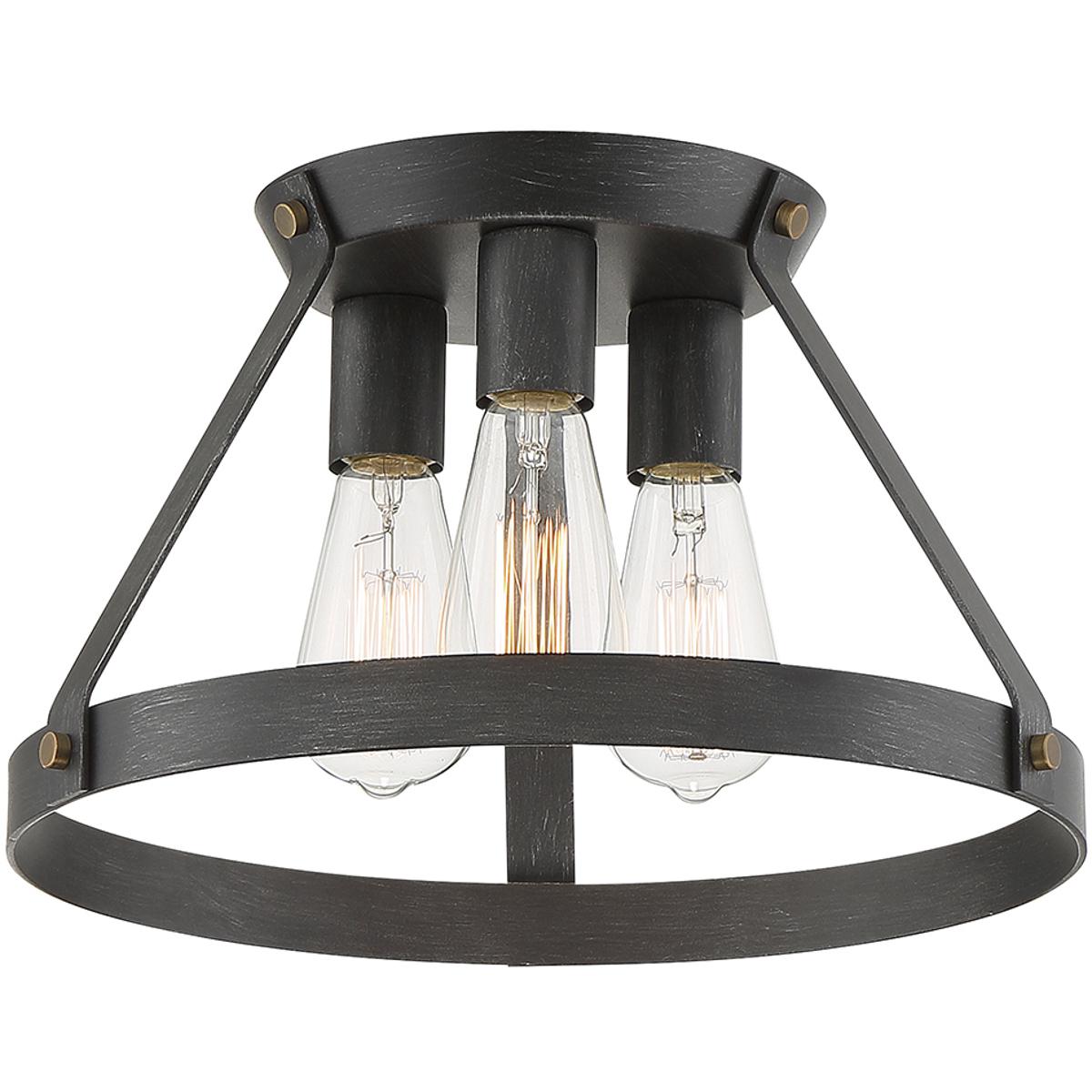 Designers Fountain D212M-SF-WP Wicker Park 3 Light 15 inch Weathered Pewter Semi-Flush Ceiling Light