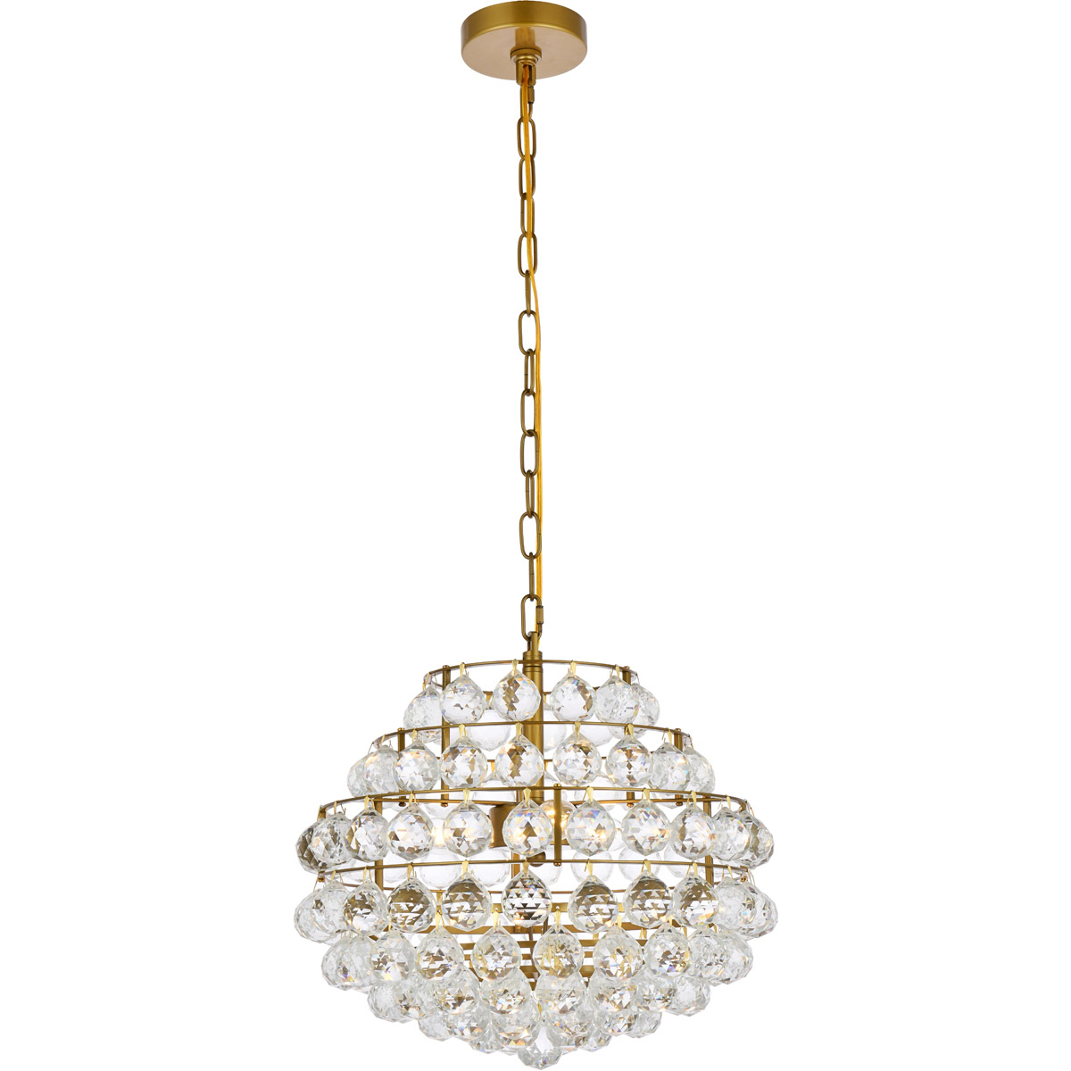 Elegant Lighting 1106D16BR Savannah 3 Light 16 inch Brass Pendant Ceiling Light