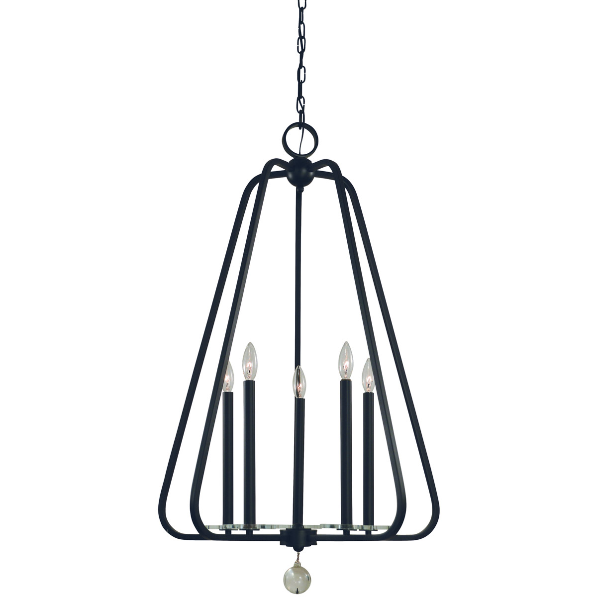Framburg 5512MBLACK Triangulum 5 Light 24 inch Matte Black Foyer Chandelier Ceiling Light