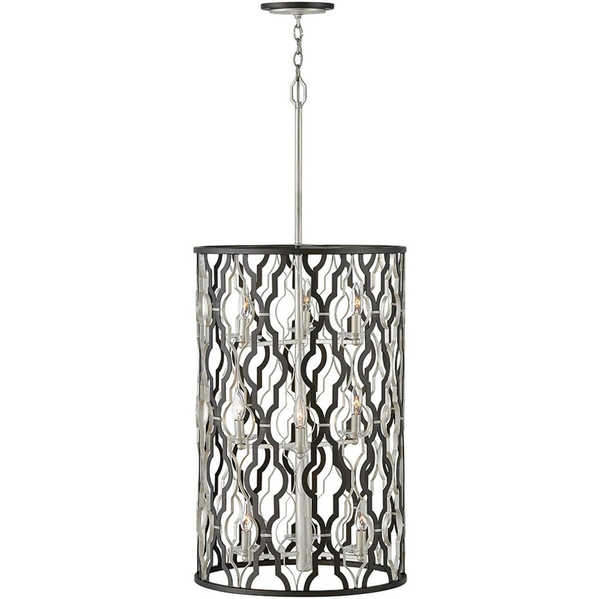 Hinkley 3069GG Portico 9 Light 19 inch Glacial with Metallic Matte Bronze Indoor Chandelier Ceiling Light