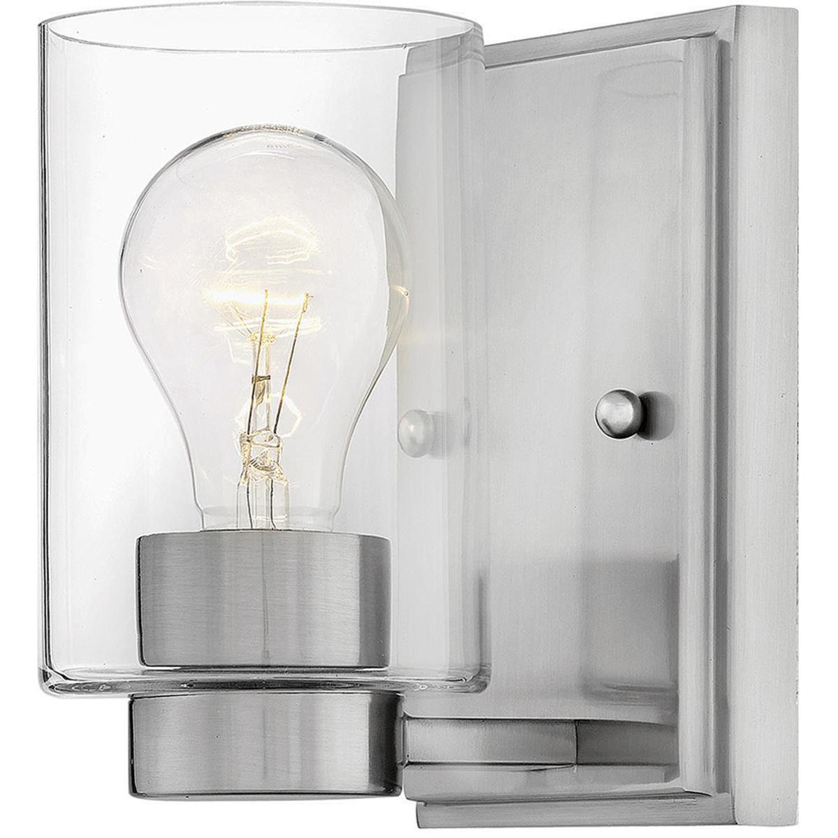 Hinkley 5050BN-CL Miley 1 Light 5.25 inch Brushed Nickel Vanity Light Wall Light in Clear, Non-LED