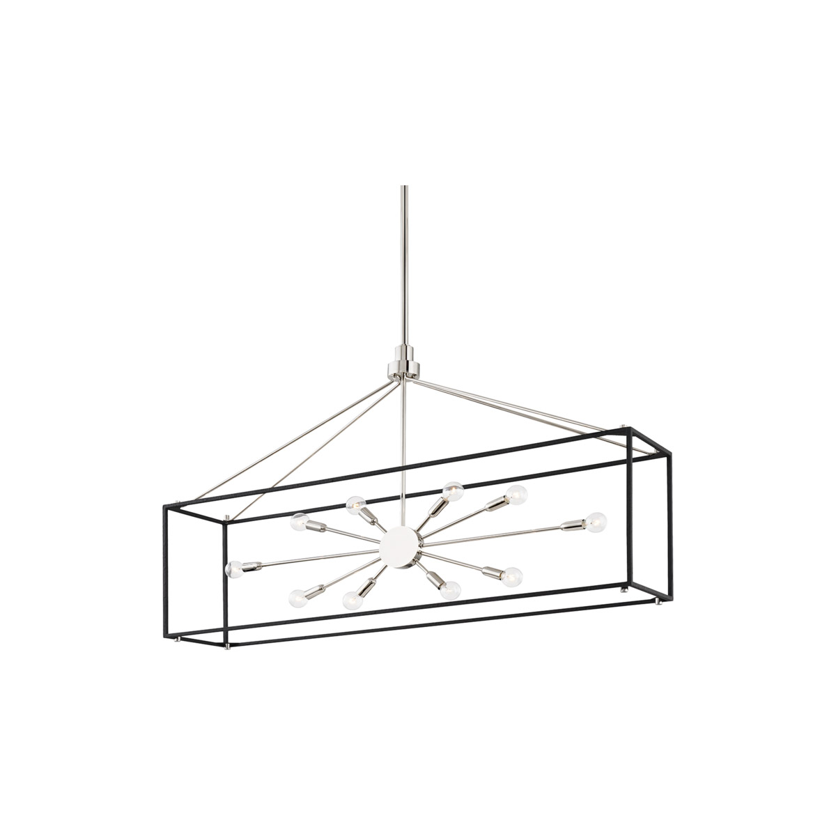 Hudson Valley 8948-PN/BK Glendale 10 Light 48 inch Polished Nickel / Black Island Light Ceiling Light